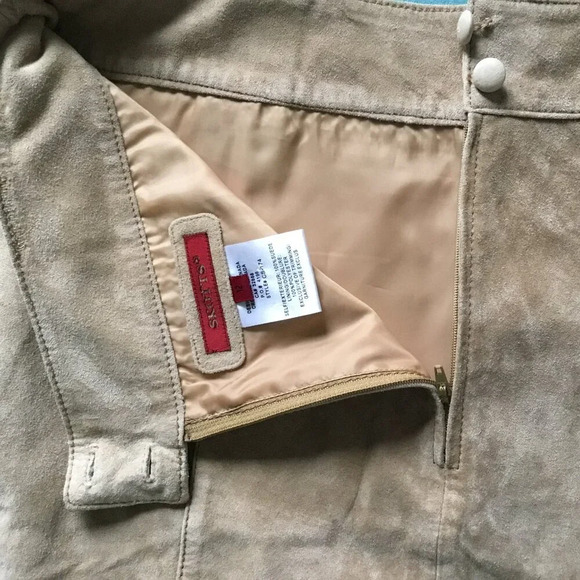 Skotts Suede Skirt Womens Natural  Leather A Line size 12 - Picture 5 of 9